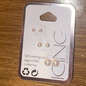 Sterling silver white pearl studs